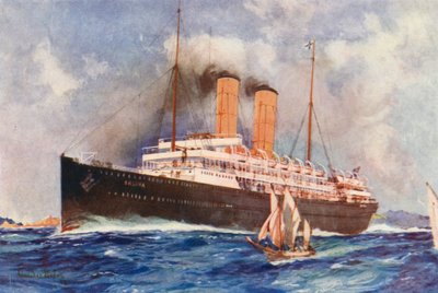 Orient-linja-alus SS Orsova (värilitografia) tekijältä Charles Edmund (after) Brock