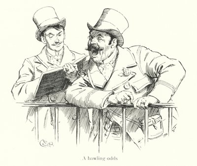 Vedonvälittäjä haukkuu kertoimia kilparadalla (kaiverrus) tekijältä Charles Edmund Brock