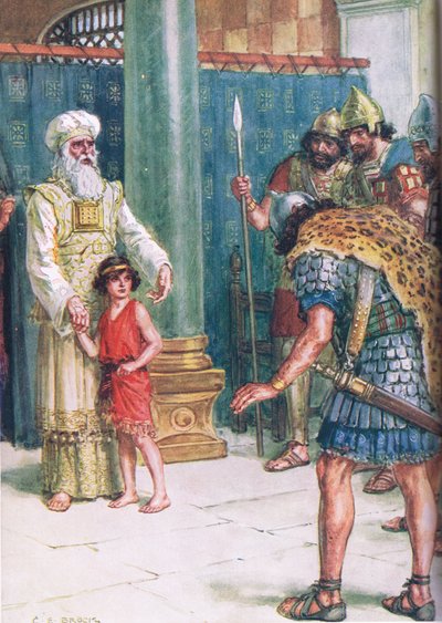 "God Save the King", kuvitus "Through the Bible" -julkaisusta, julkaistu 1928 (värilitho) tekijältä Charles Edmund Brock