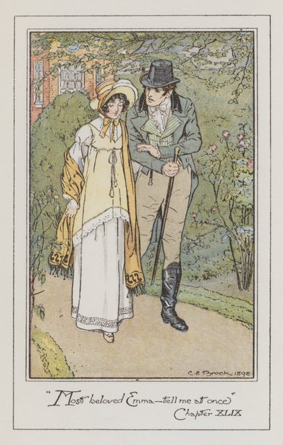 Kuvitus Emmalle, Jane Austen (värilitho) tekijältä Charles Edmund Brock