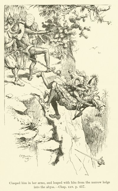 Kuvitus Westward Holle! kirjoittanut Charles Kingsley (kaiverrus) tekijältä Charles Edmund Brock