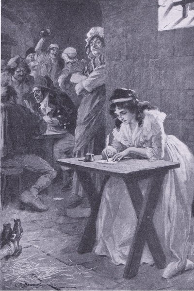 Madame Roland kirjoittaa tyttärelleen My Magazinesta, pub.1922 (litho) tekijältä Charles Edmund Brock