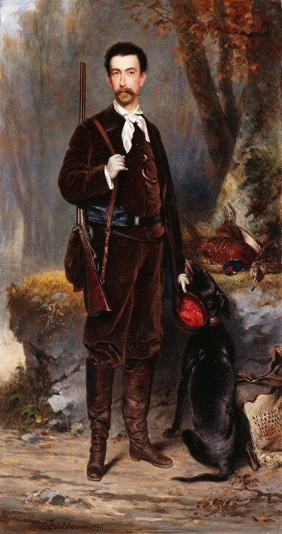 Metsästäjä koiran kanssa, 1876 tekijältä Charles Edouard Boutibonne