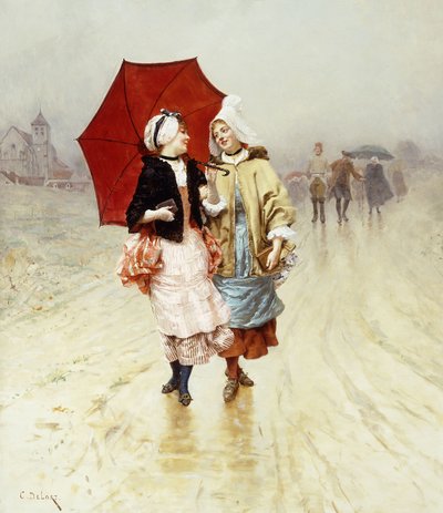 Punainen sateenvarjo, tekijältä Charles Edouard Delort