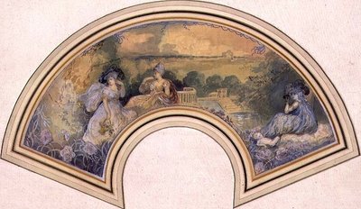 Suunnitelma tuulettimesta, n.1893-98 tekijältä Charles Edward Conder
