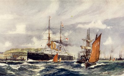 HMS Formidable Plymouth Soundissa tekijältä Charles Edward Dixon