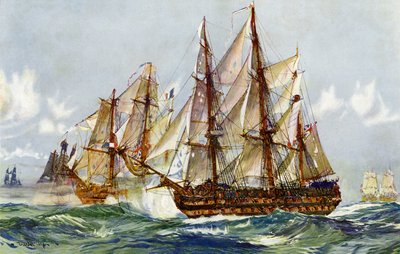 Duguay Trouinin (Implacable) valtaaminen Trafalgarin jälkeen, 1805. tekijältä Charles Edward Dixon