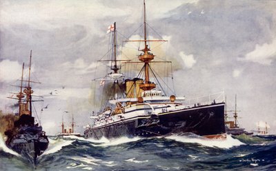 Majestic. Channel Squadronin lippulaiva, 1901 tekijältä Charles Edward Dixon