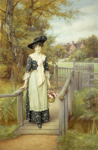 A Country Beauty (kynällä ja guassilla paperilla) tekijältä Charles Edward Wilson