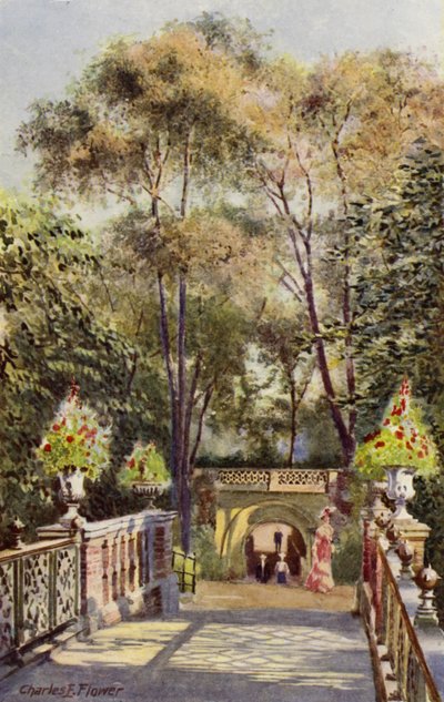 Lontoon eläintarha: Tunneli, Canal Bridgestä (väri litho) tekijältä Charles Edwin Flower