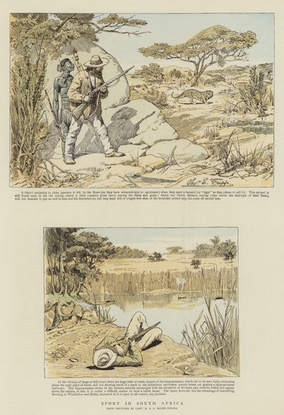 Urheilu Etelä-Afrikassa (chromolitho) tekijältä Charles Edwin Fripp