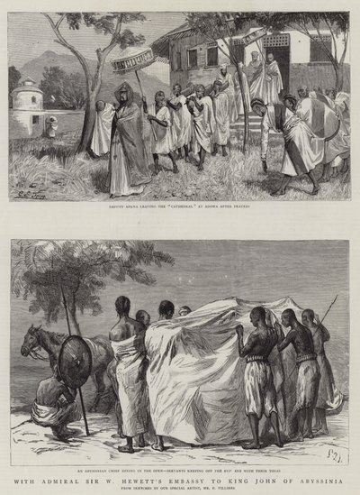 Amiraali Sir W Hewettin Abessinian kuningas Johnin suurlähetystön kanssa tekijältä Charles Edwin Fripp