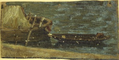Veneet kiinnitettynä, n. 1870 (öljy kankaalle) tekijältä Charles Emile Cuisin