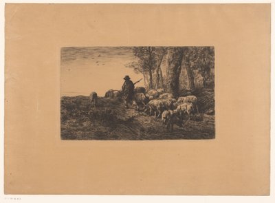 Paimen ryhmä sikoja tekijältä Charles Emile Jacque (attributed to)