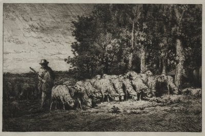 Lauma metsän reunalla tekijältä Charles Emile Jacque