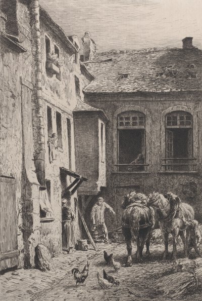 Pariisin sisäpiha vuonna 1865. tekijältä Charles Emile Jacque
