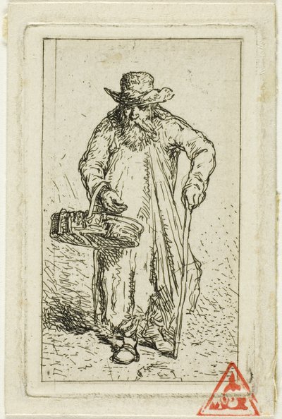 Kerjäläinen korin kanssa tekijältä Charles Emile Jacque