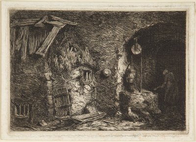 Maalaistalon sisätila tekijältä Charles Emile Jacque