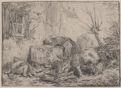 Maatila, n. 1845. tekijältä Charles Emile Jacque