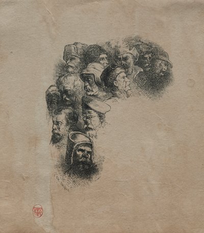Ryhmä päitä, Greuzen jälkeen tekijältä Charles Emile Jacque