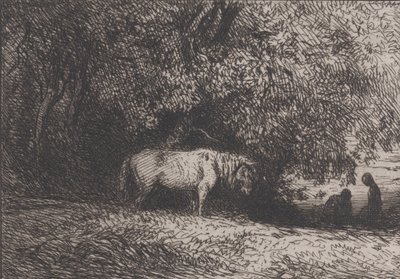 Hevonen puun oksan alla, 1846. tekijältä Charles Emile Jacque