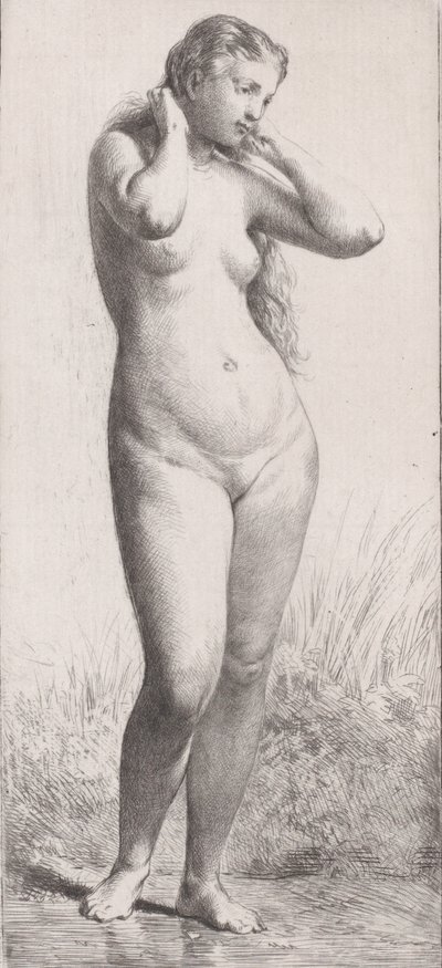 Nuori nainen kylvyssä, 1866. tekijältä Charles Emile Jacque