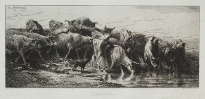 LAbreuvoir, 1866. tekijältä Charles Emile Jacque