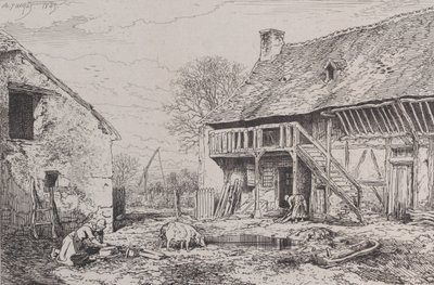 Talonpoikaispihan maisema, 1845. tekijältä Charles Emile Jacque