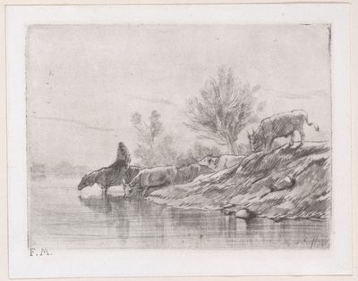 Maisema karjan kanssa, 1848. tekijältä Charles Emile Jacque