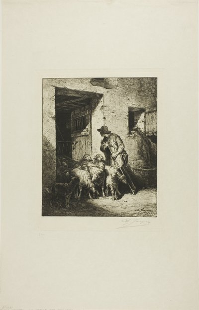 Lampaiden päästäminen ulos tekijältä Charles Emile Jacque