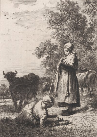 Little Milkmaids, 1864. tekijältä Charles Emile Jacque