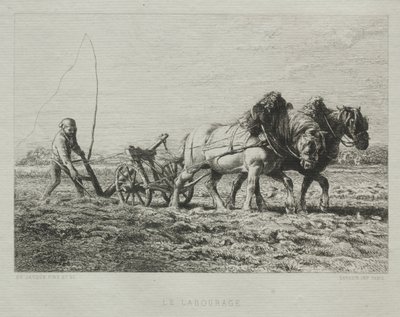 Kyntö. tekijältä Charles Emile Jacque