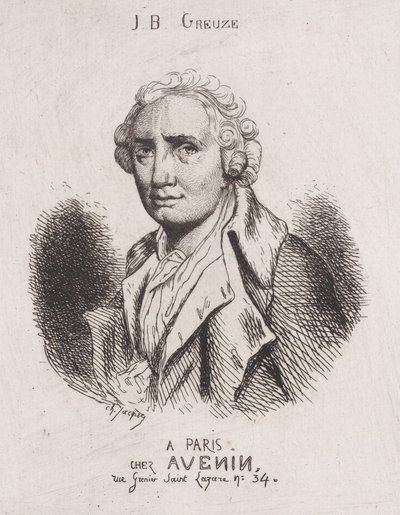 J.B. Greuzen muotokuva, 1800-luku. tekijältä Charles Emile Jacque