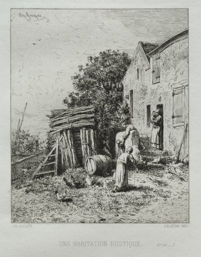 Maalaismainen talo. tekijältä Charles Emile Jacque