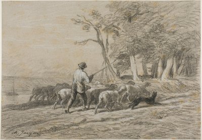 Paimen ja hänen laumansa tekijältä Charles Emile Jacque