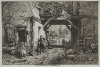 Maatilapiha. tekijältä Charles Emile Jacque