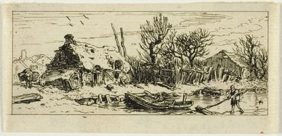 Frozen Pond, pieni lautanen tekijältä Charles Emile Jacque