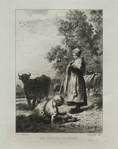 Pienet lehmänpaimenet. tekijältä Charles Emile Jacque