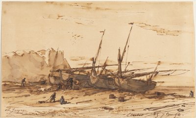 Étretat, 1854. tekijältä Charles Emile Jacque
