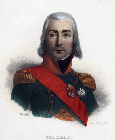 Retrat de Jean Baptiste (Jean-Baptiste) Bessieres (1768-1813), mariscal de França - Mauraisse, Charles Emile (1799-1852) - 1835 - Litografia, aquarel·la - 32x24 - Col·lecció privadafinès tekijältä Charles Emile Mauraisse