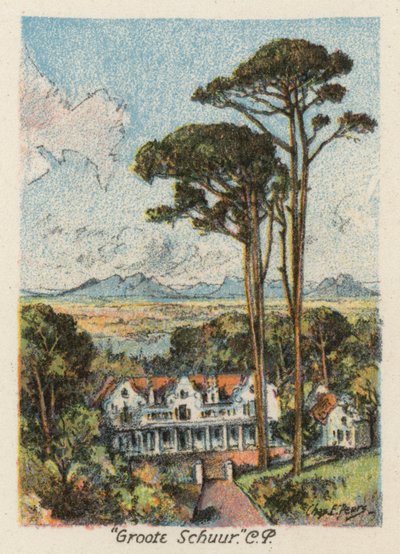 Etelä-Afrikka: "Groote Schuur", CP (värilitografia). tekijältä Charles Ernest Peers