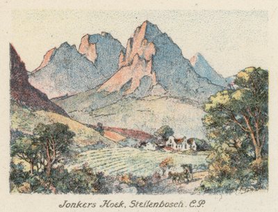 Etelä-Afrikka: Jonkers Hoek, Stellenbosch, CP (värilitografia). tekijältä Charles Ernest Peers