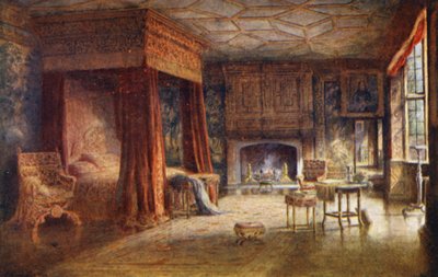 Knole House: Spangled Bedroom (värilitografia): Spangled Bedroom (värilitografia) tekijältä Charles Essenhigh Corke