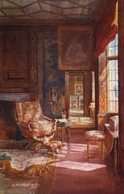 Knole House: Spangled Bedroom, Oviaukko (värilitro). tekijältä Charles Essenhigh Corke