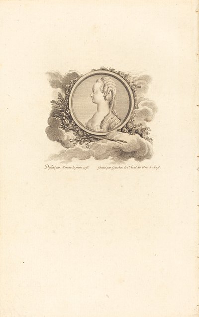 Marie Antoinette tekijältä Charles Etienne Gaucher after Jean Michel Moreau