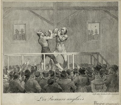Englannin nyrkkeilijät (litho) tekijältä Charles Etienne Pierre Motte