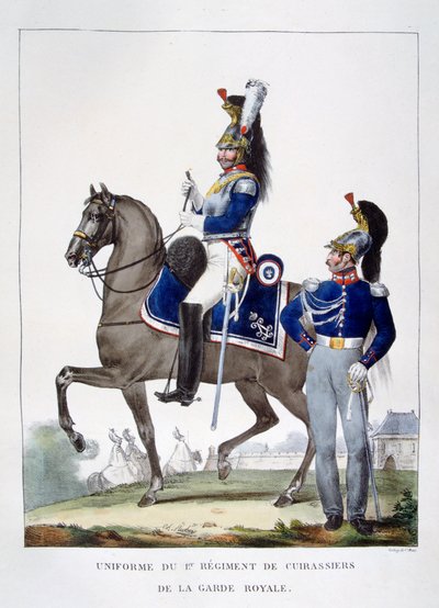 Kuninkaallisen kaartin 1. Chasseurs-rykmentin univormu, Ranska, 1823. tekijältä Charles Etienne Pierre Motte