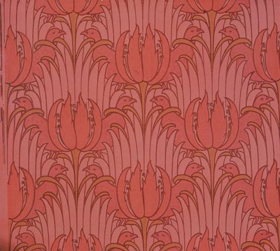 Taustakuvan on suunnitellut Voysey, Victorian tekijältä Charles Francis Annesley Voysey