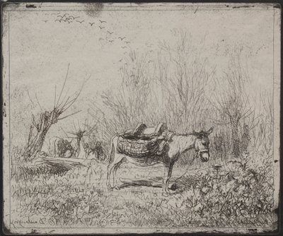 Aasi pellolla, alkuperäinen jäljennös 1862, painettu 1921. tekijältä Charles Francois Daubigny