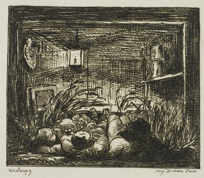 Vuodevaatteet alhaalla veneessä (yö veneessä) tekijältä Charles Francois Daubigny